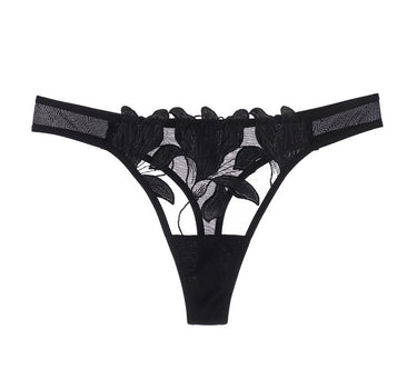 Rosie Lace Brazilian Mesh Thong Black